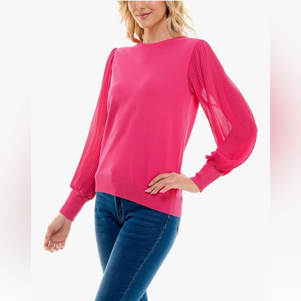 Zac & Rachel Women's Size 3X Pullover Sweater Knit +‎ Pleated Chiffon Blouse